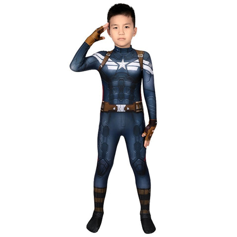 Kids Captain America Winter Soldier Edition 3D Printed Cosplay Costume For Halloween