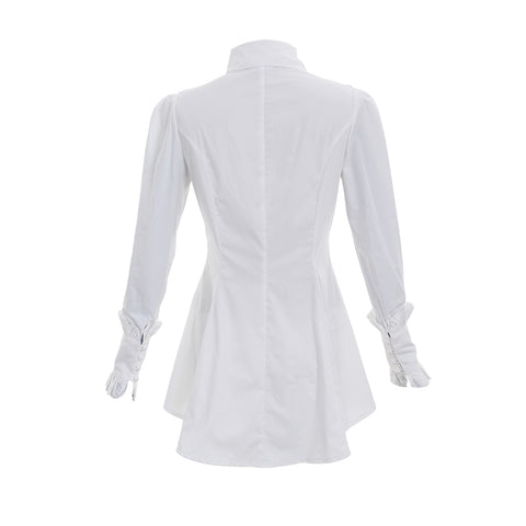 Victorian Gothic Women Romantic Vintage Ruffle White Blouse Shirt Top Steampunk Clothing