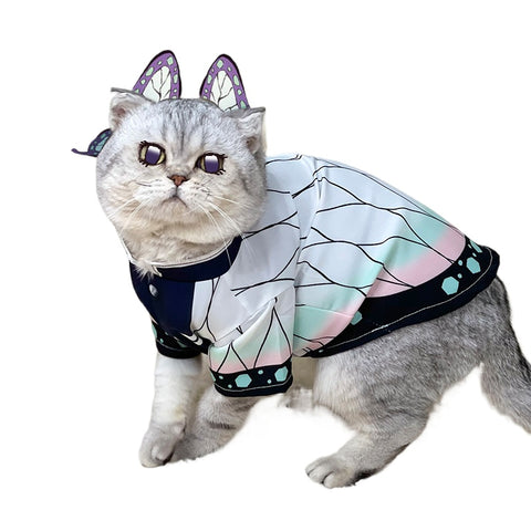 Demon Slayer Butterfly Shinobu Cat Cosplay T-Shirt for Pets