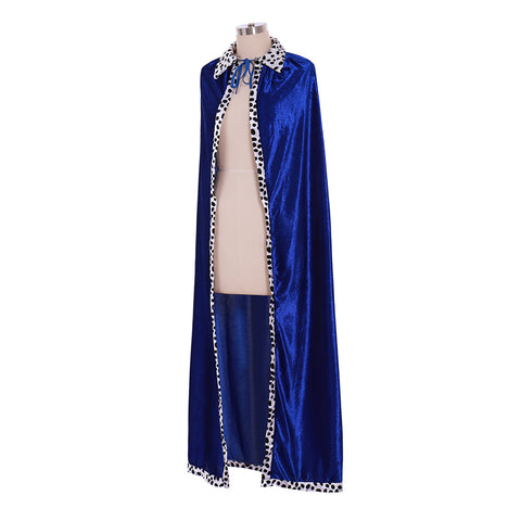 Adult King Blue Velvet Cloak Costume - Perfect for Halloween, Christmas, and Carnival Party Dress-Up