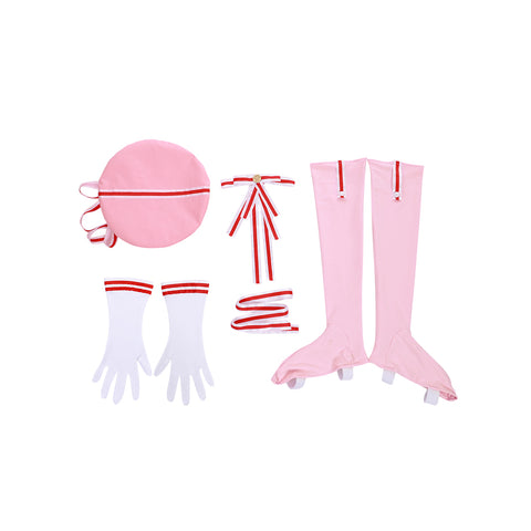 Cardcaptor Sakura Cosplay Costume - Pink Long Sleeve Dress with Hat, Shawl, Ribbon & Bow