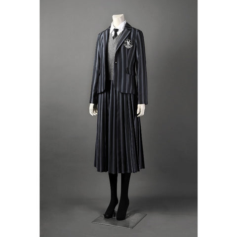 Wednesday Addams Cosplay Costume School Uniform Full Set for Kids and Adults