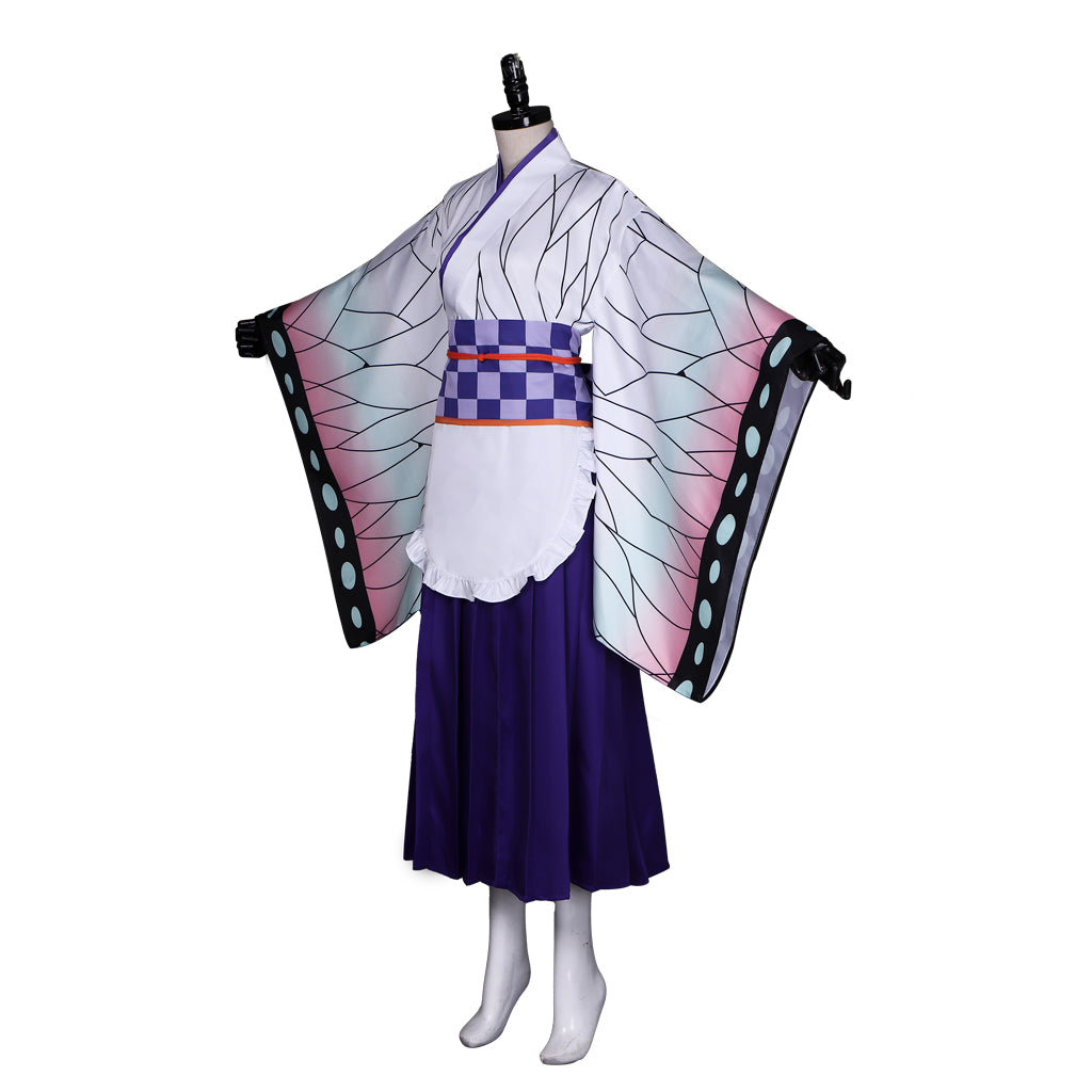 Anime Demon Slayer: Kimetsu no Yaiba Kochou Shinobu Lolita Maid Apron Dress Cosplay Costume