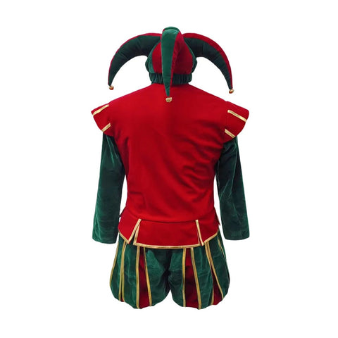 Christmas Elf Joker Clown / Pomin Cosplay Santa Elf Costume Suit