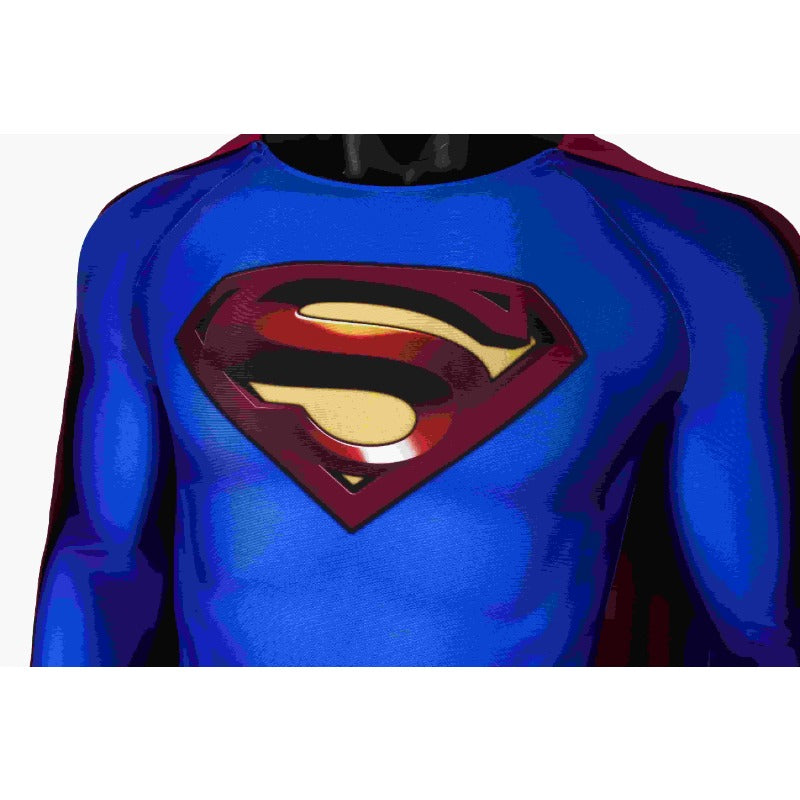 Super Hero Infinite Earths Clark Blue Cosplay Suit with Cloak