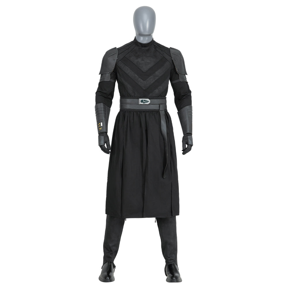 Men's Baylan Skoll Jedi Cosplay Deluxe Knight Armor Set - Black Battle Uniform with Hooded Cloak