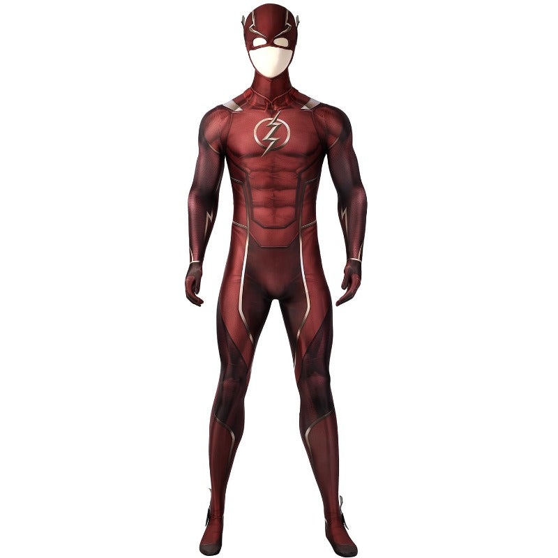 The Flash Barry Allen Halloween Cosplay Costume Superhero 3D Print Jumpsuit Mask