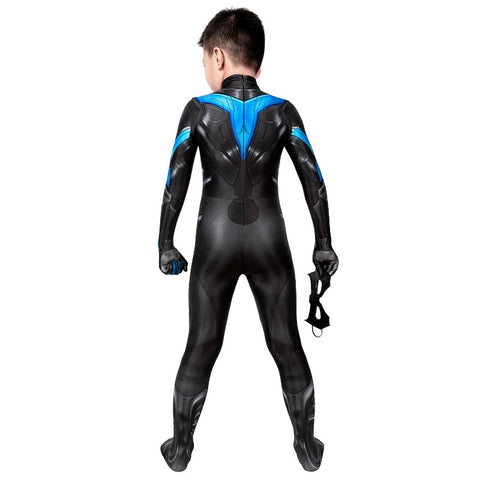 Titans Nightwing Kids Jumpsuit with Eyemask Cosplay Costume – Halloween & Party Outfit