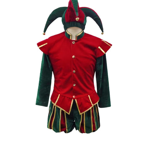 Christmas Elf Joker Clown / Pomin Cosplay Santa Elf Costume Suit