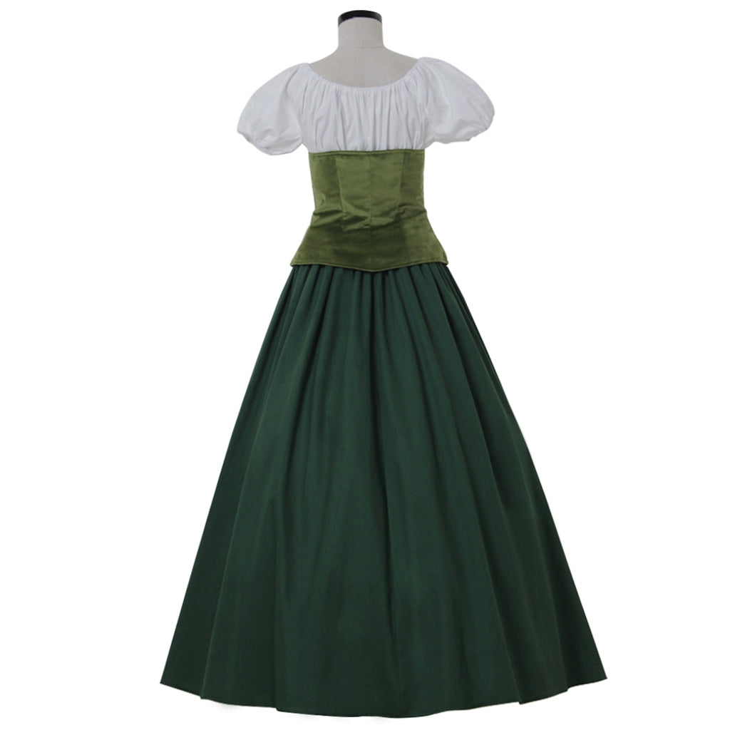 Civil War Costume Medieval Victorian Green Princess Dress - Halloween Carnival Theme Party Ball Gown