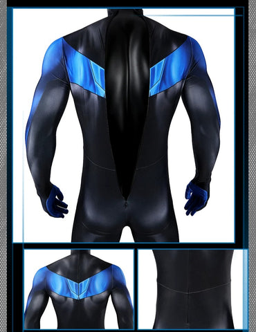 DC Movie Nightwing Cosplay Costume, Jumpsuit with Eye Mask Full Set