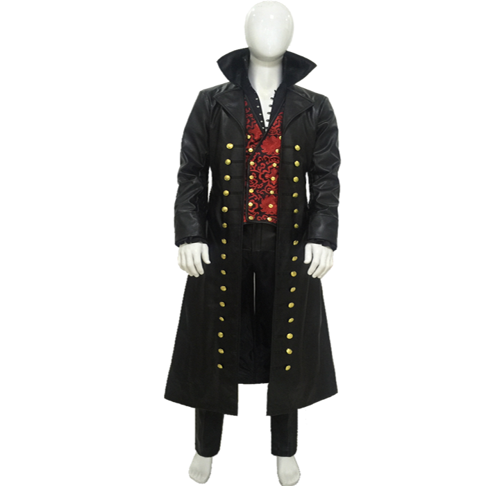 Movie Cosplay Hook Costume Black Uniform Captain Outfit Full Set | Jacket, Vest, Shirt, Pants | Victorian Pirate Halloween Clothing