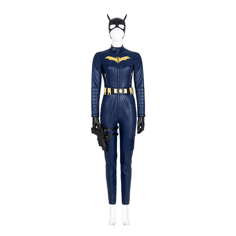 2022 Batgirl Cosplay Costume - Barbara Gordon Superhero Blue Jumpsuit Battle Suit with Cape