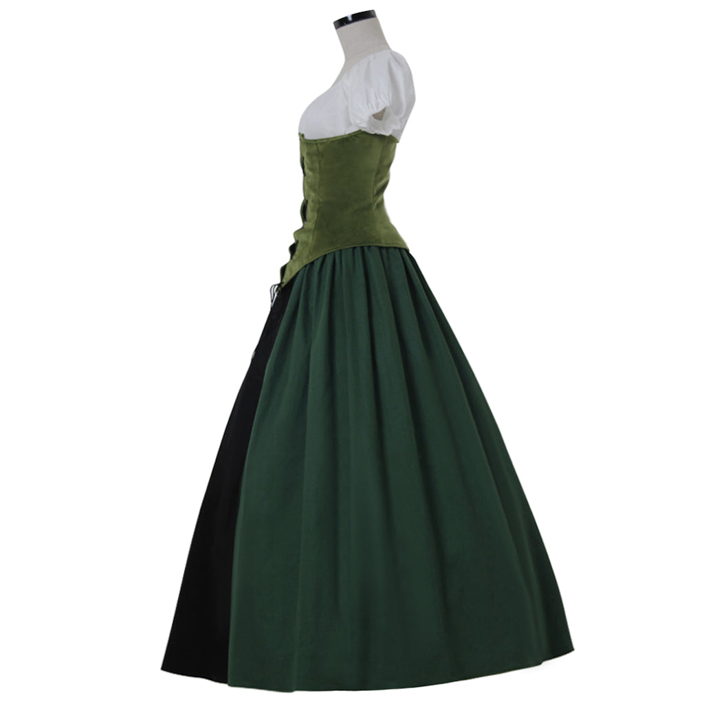 Civil War Costume Medieval Victorian Green Princess Dress - Halloween Carnival Theme Party Ball Gown