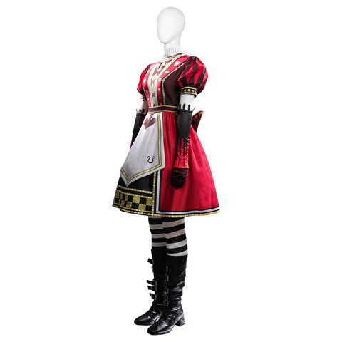 Alice: Madness Returns Alice Cosplay Costume Dress, Gloves, Socks & Bowknot - Women's Halloween Outfit