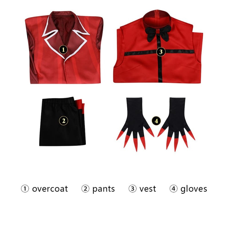 Red Tuxedo with Black Pants Men's Anime Costume for Halloween Party