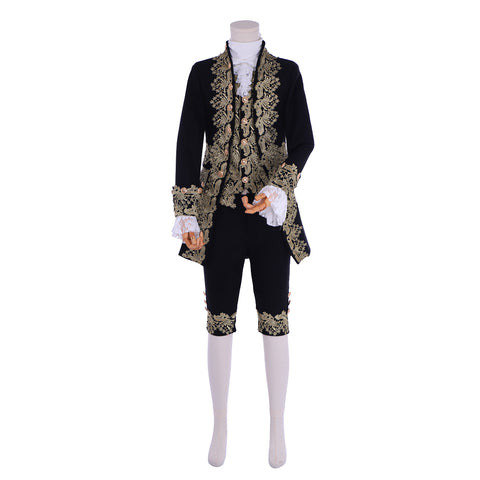 18th Century Rococo Mens Court Costume - Black Colonial Suit