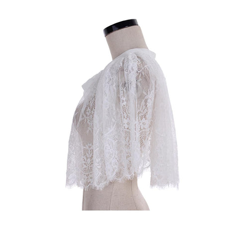 : white Lace Bolero Shrugs For Women Ladies Wedding Capes Wraps Bridal Bolero Short Cape Shawl and Wraps Evening Dress Wedding Cover Up