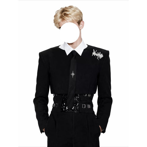 Spliced Fake‑Two‑Piece Waist‑Fitted Blazer Cosplay Costume