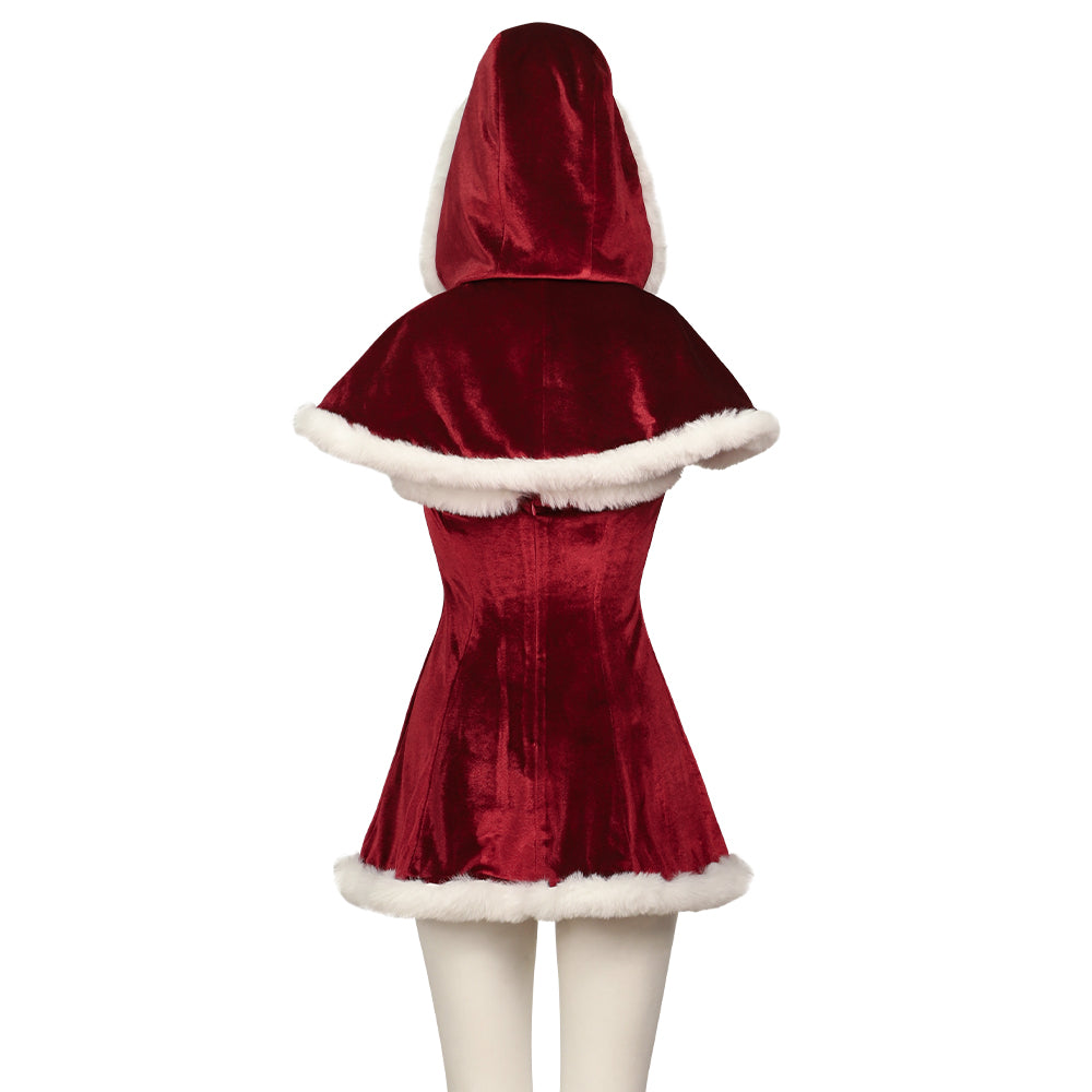 Love Actually 2023 Costume - Retro Christmas Dress with Cape