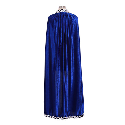 Adult King Blue Velvet Cloak Costume - Perfect for Halloween, Christmas, and Carnival Party Dress-Up