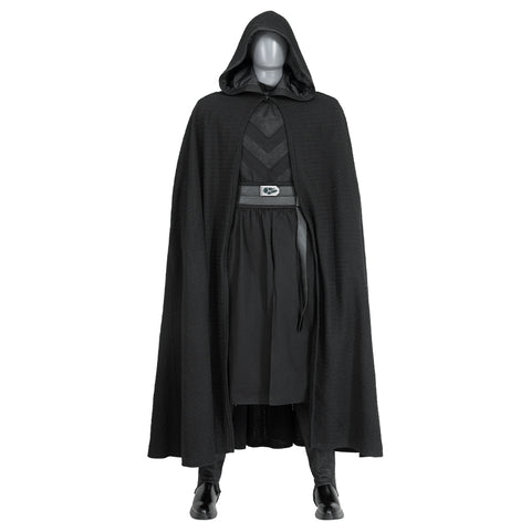 Men's Baylan Skoll Jedi Cosplay Deluxe Knight Armor Set - Black Battle Uniform with Hooded Cloak