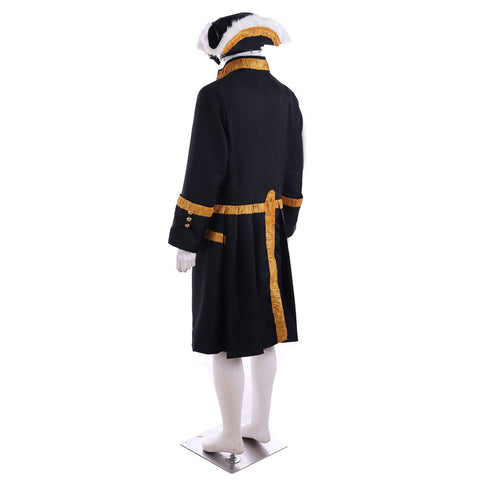 18th Century Tudor Regency Royal Men’s Black Coat & Vest Renaissance Party Suit | Coscomos