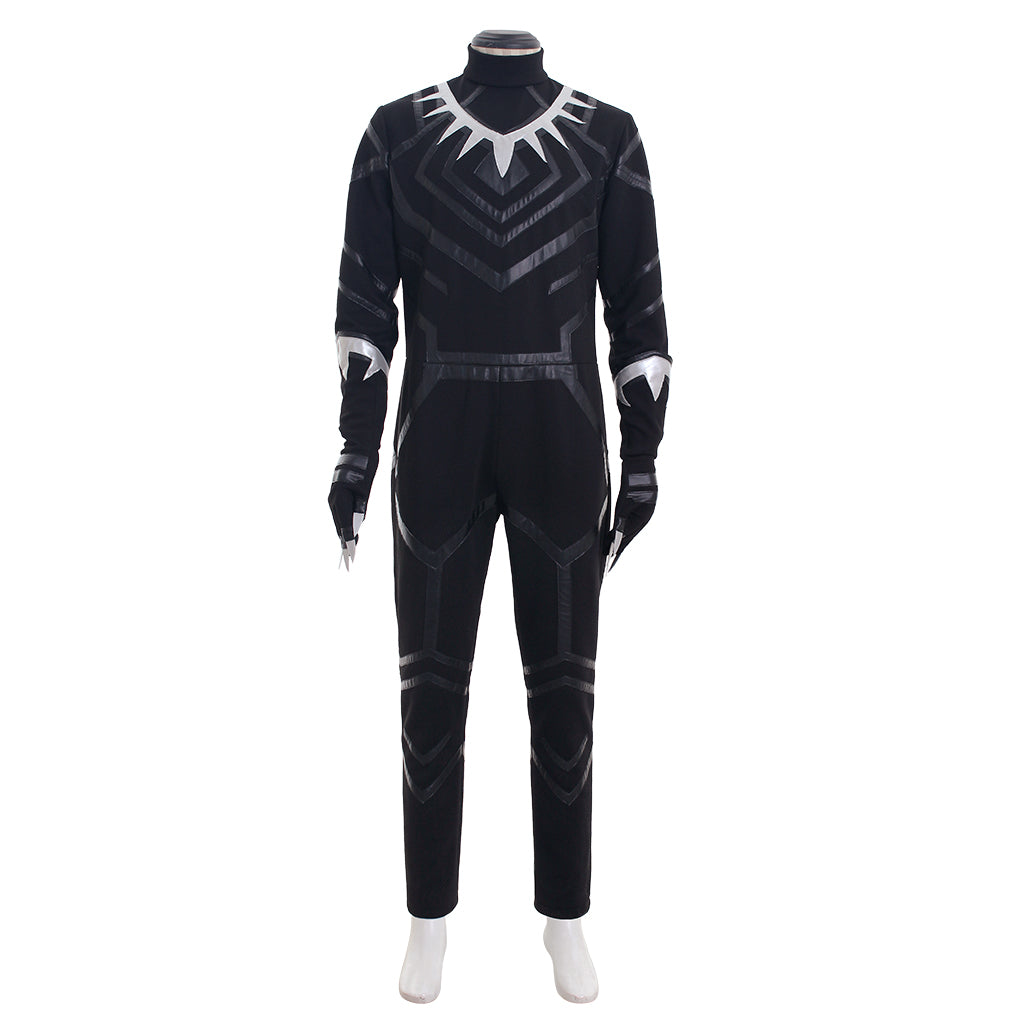 Black Panther Cosplay Costume Outfit Jumpsuit Boots Glove Mask Men's Suit Lot