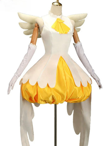 Cardcaptor Sakura Sakura Kinomoto Cosplay Costume, Yellow & White Battle Outfit