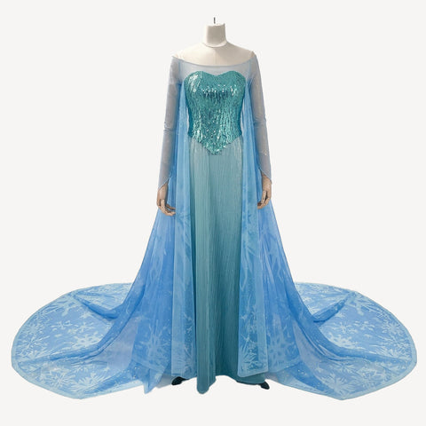 Frozen Elsa Cosplay Costume, Princess Dress with Cape Full Set