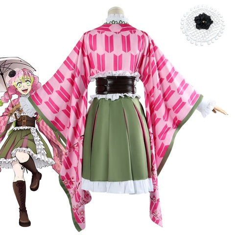 Anime Demon Slayer Mitsuri Kanroji Anniversary Cosplay Costume Set
