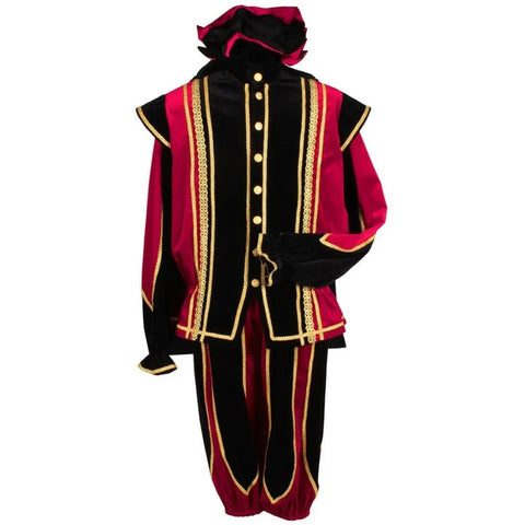 Black Peter Cosplay Costume for Men - Traditional Tudor Velvet Festival Outfit with Ball Gown