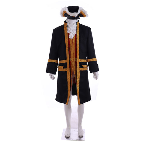 18th Century Tudor Regency Royal Men’s Black Coat & Vest Renaissance Party Suit | Coscomos