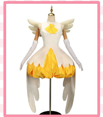 Cardcaptor Sakura Sakura Kinomoto Cosplay Costume, Yellow & White Battle Outfit