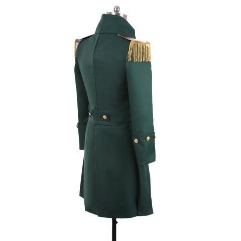 Men’s Colonial Green Military Coat - Victorian Regency Tailcoat | Hamilton Cosplay Jacket | Coscomos Medieval Series