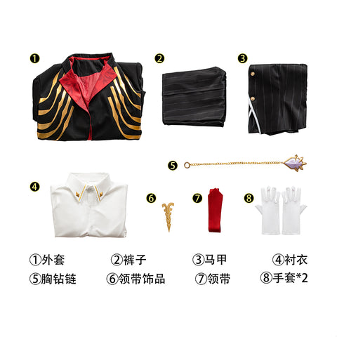 Disfraz de Duke Inferno Ifrit Costume, Honkai Star Rail Game Cosplay Outfit with Crown