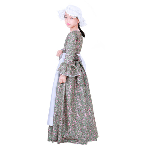 Reenactment Pioneer Prairie Colonial Maid Girls Kids Costume