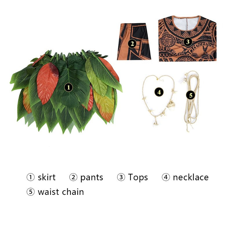 Moana Maui Suit Cosplay Costume for Adults and Kids – Halloween and Party Wear