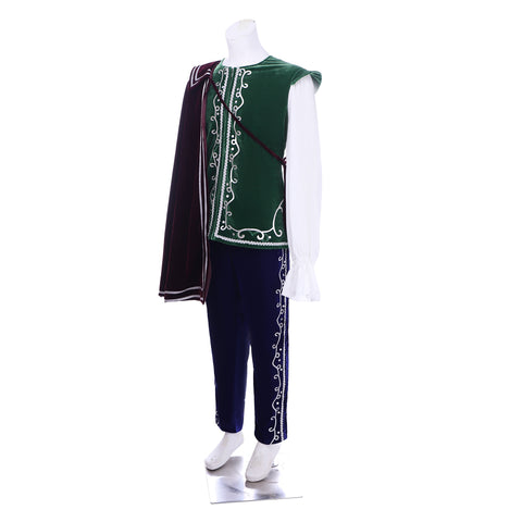 Medieval Tudor King Prince Costume - Velvet Long Sleeve Top, Pants & Cloak | Coscomos