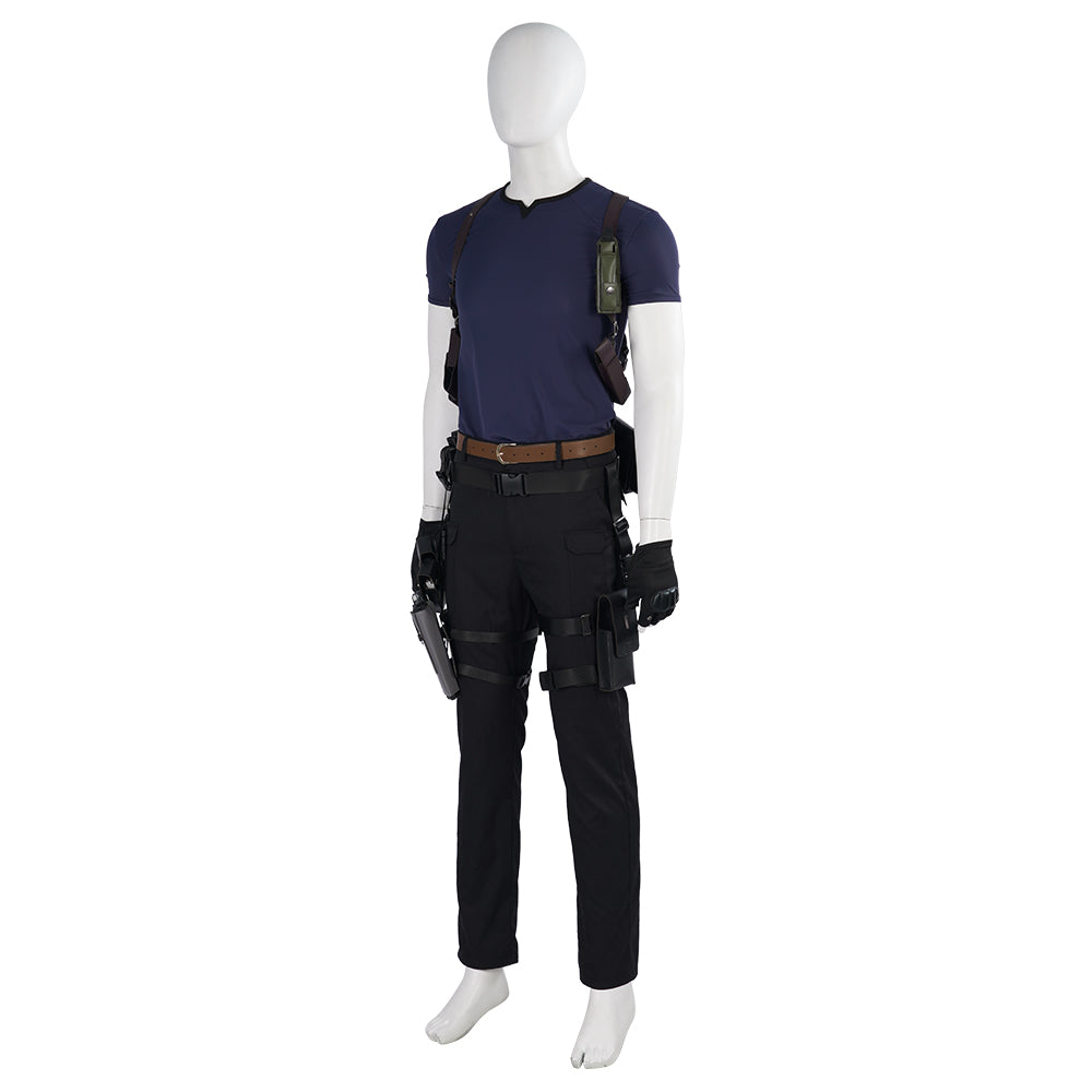 Resident Evil 4 Leon Cosplay Costume - Full Set for Men's Halloween & Gaming Events