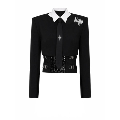 Spliced Fake‑Two‑Piece Waist‑Fitted Blazer Cosplay Costume