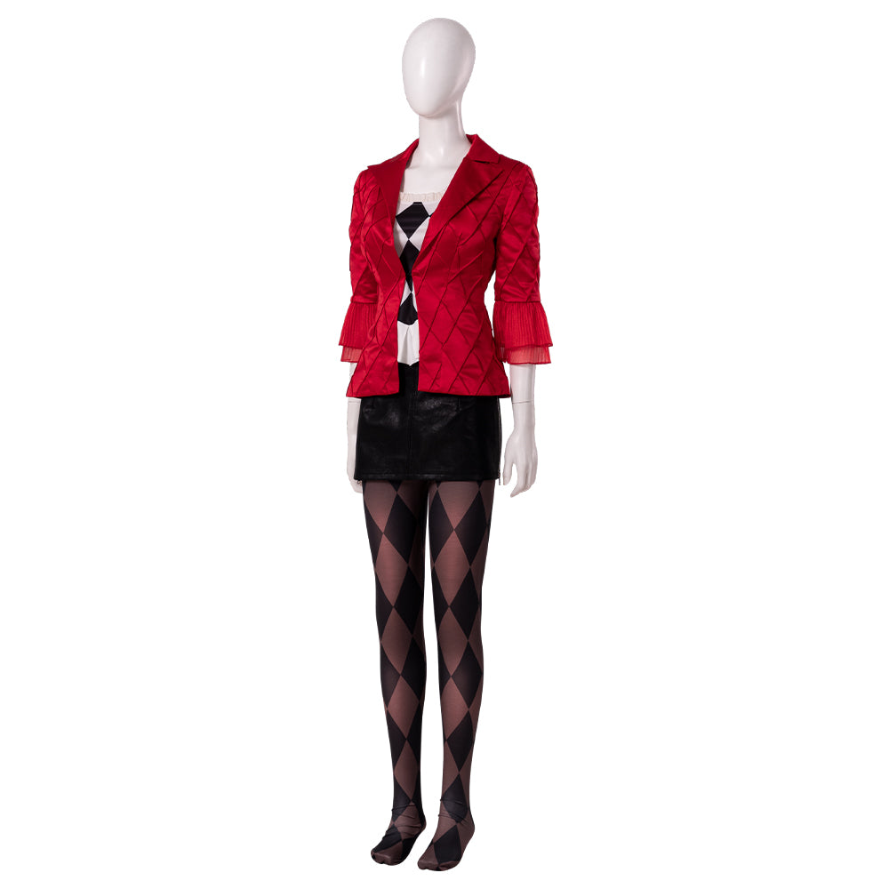 Harley Quinn Joker 2 Cosplay Costume - Red Coat & Leather Skirt Outfit for Women