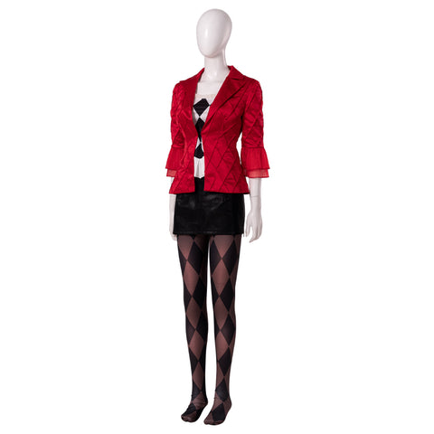 Harley Quinn Joker 2 Cosplay Costume - Red Coat & Leather Skirt Outfit for Women