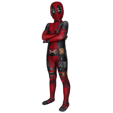 Children Deadpool Kidspool Cosplay Costume Jumpsuit Mask Deadpool & Wolverine Wade Wilson Halloween Party Apparel Gifts In Stock