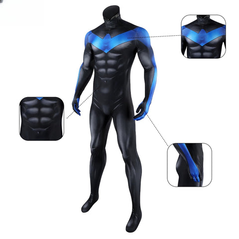 DC Movie Nightwing Cosplay Costume, Jumpsuit with Eye Mask Full Set