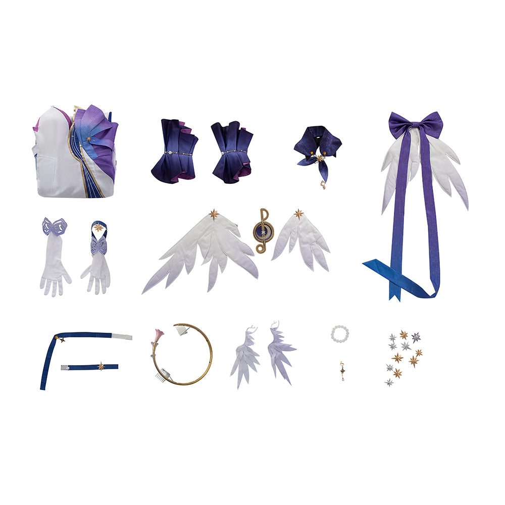 Robin Cosplay Costume Wig and Accessories | Honkai Star Rail Uniform with Hairpins, Earrings, and Gloves