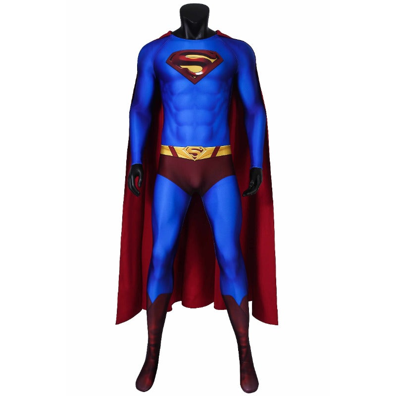 Super Hero Infinite Earths Clark Blue Cosplay Suit with Cloak