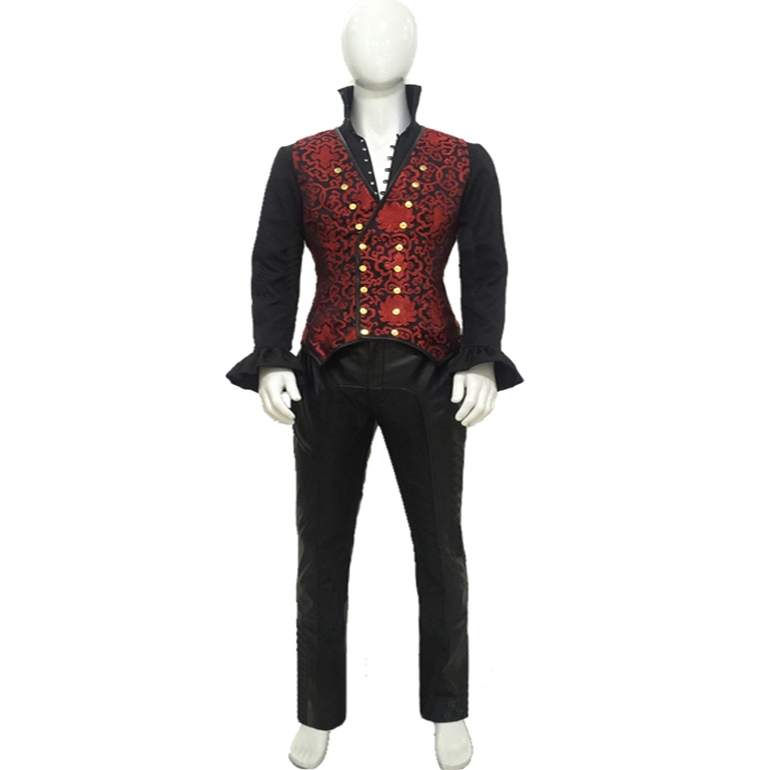 Movie Cosplay Hook Costume Black Uniform Captain Outfit Full Set | Jacket, Vest, Shirt, Pants | Victorian Pirate Halloween Clothing