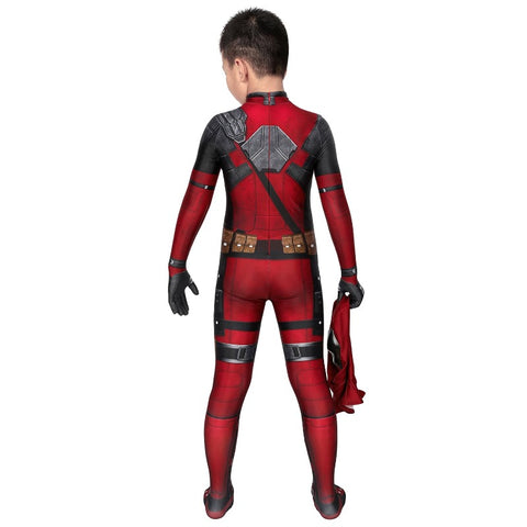 Children Deadpool Kidspool Cosplay Costume Jumpsuit Mask Deadpool & Wolverine Wade Wilson Halloween Party Apparel Gifts In Stock