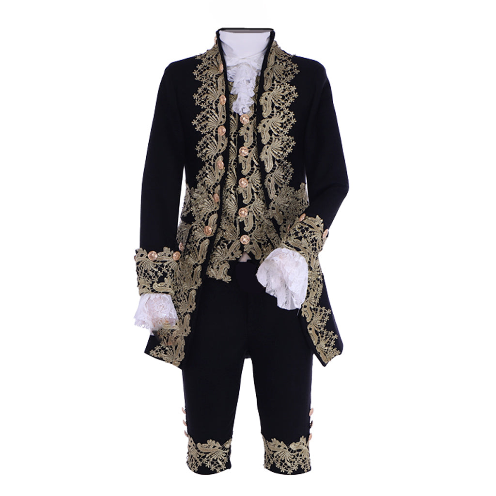 18th Century Rococo Mens Court Costume - Black Colonial Suit